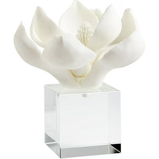 Crystal And Resin Oleander Botanical Statue - White
