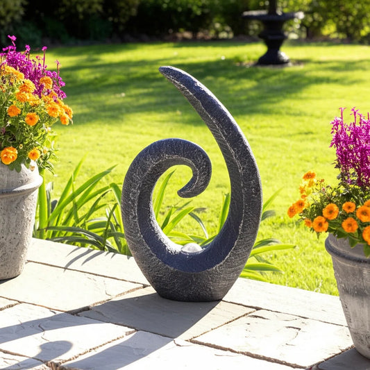 Dogus Modern Abstract Garden Statuary 20" Resin Polyresin Sculpture Gray Finish Indoor Outdoor Accent for Home & Garden Decor