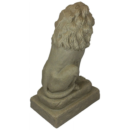 Guardian Lion Statue – Natural Sandstone Appearance – Made of Plastic Resin – Lightweight – 28” Height