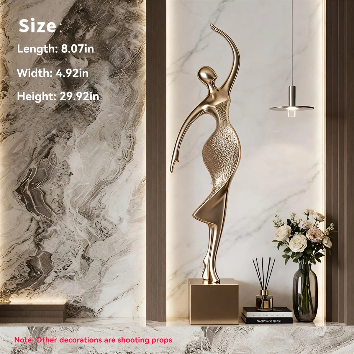 Tall Abstract Figure Sculpture Electroplated Entryway Decor Modern Luxury Living Room Accent