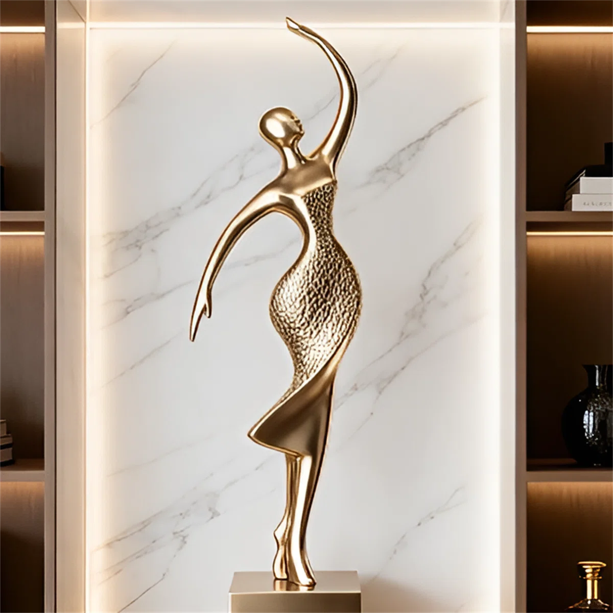 Tall Abstract Figure Sculpture Electroplated Entryway Decor Modern Luxury Living Room Accent